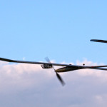 Figure 1: AtlantikSolar UAS in its mapping configuration - i.e. with an optical and infrared sensors installed below the wing